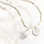 Pearl Beads Initial Coin Ketting