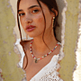 Pearl Beads Initial Coin Ketting
