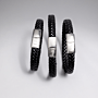 Men Leather Black Initial Armband