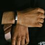 Men Leather Black Fingerprint Armband