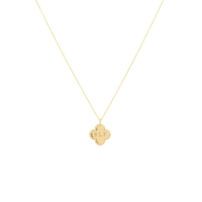 Bubble Initial Clover Necklace