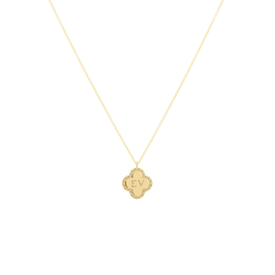 Pavé Initial Clover Ketting