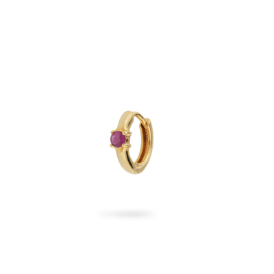 Single birthstone huggie earring gold