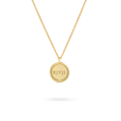 initial coin necklace gold