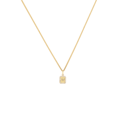 Tiny Pavé Initial Tag Necklace