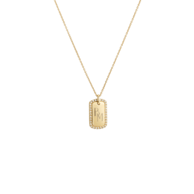Pavé Monogram Tag Necklace Deluxe