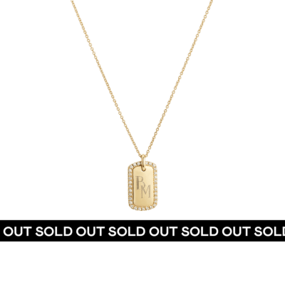 Pavé Monogram Tag Necklace Deluxe