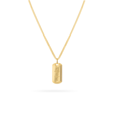 tag necklace goud