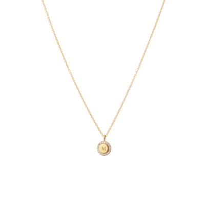 Tiny Pavé Initial Coin Necklace