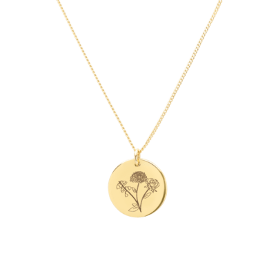 Family Birthflower Bouquet Coin Necklace