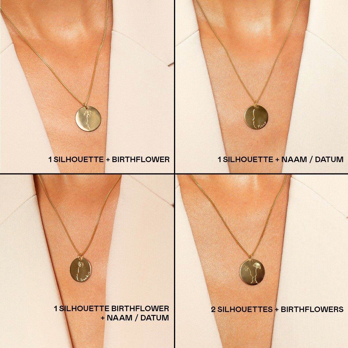 Silhouette Linie Münze Kette Gold