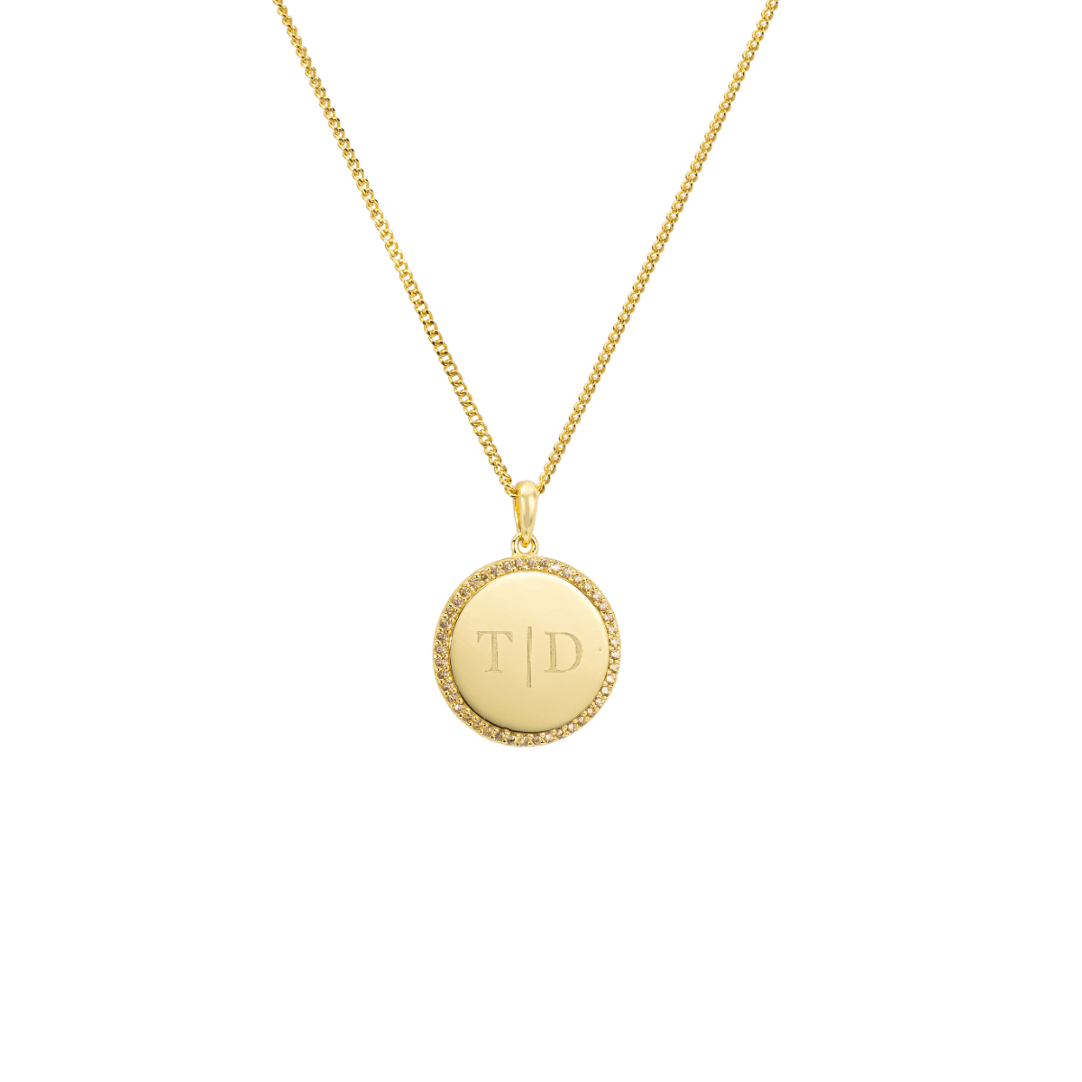 Pavé Birthstone Initial Coin Ketting