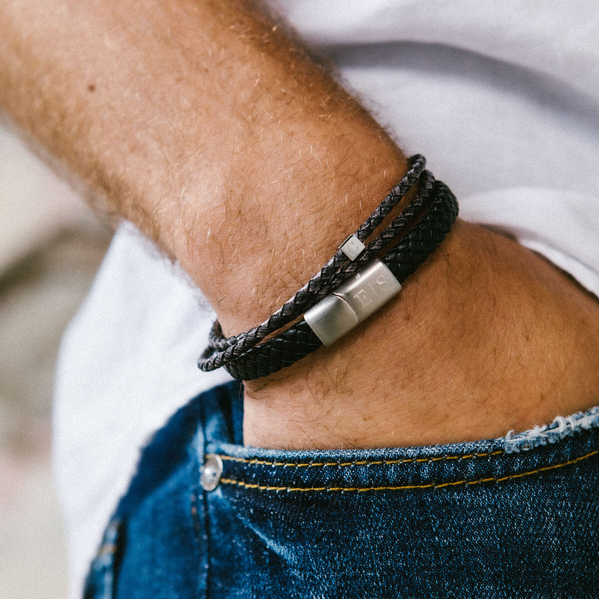 Mens letter deals bracelet