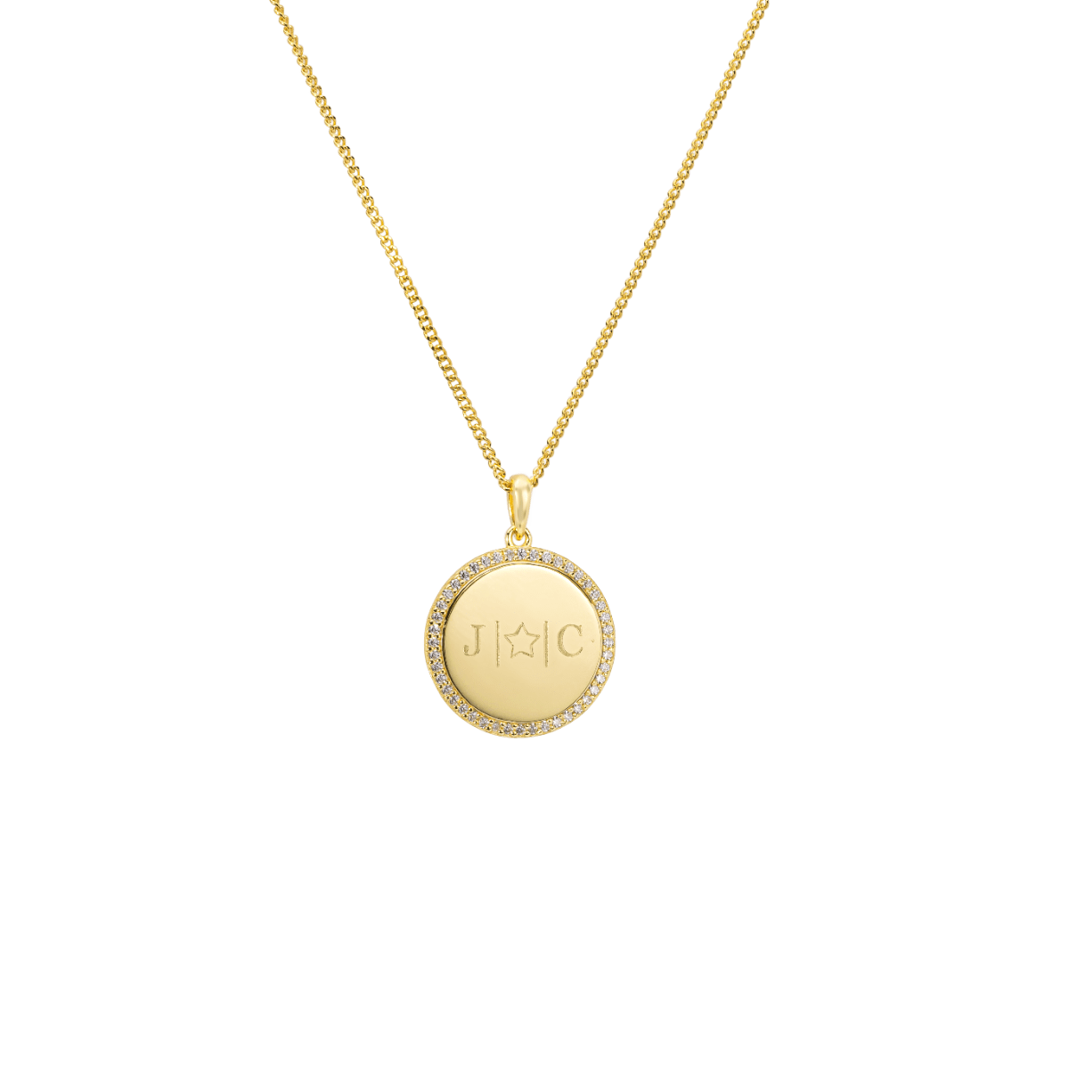 Pavé Birthstone Initial Coin Necklace
