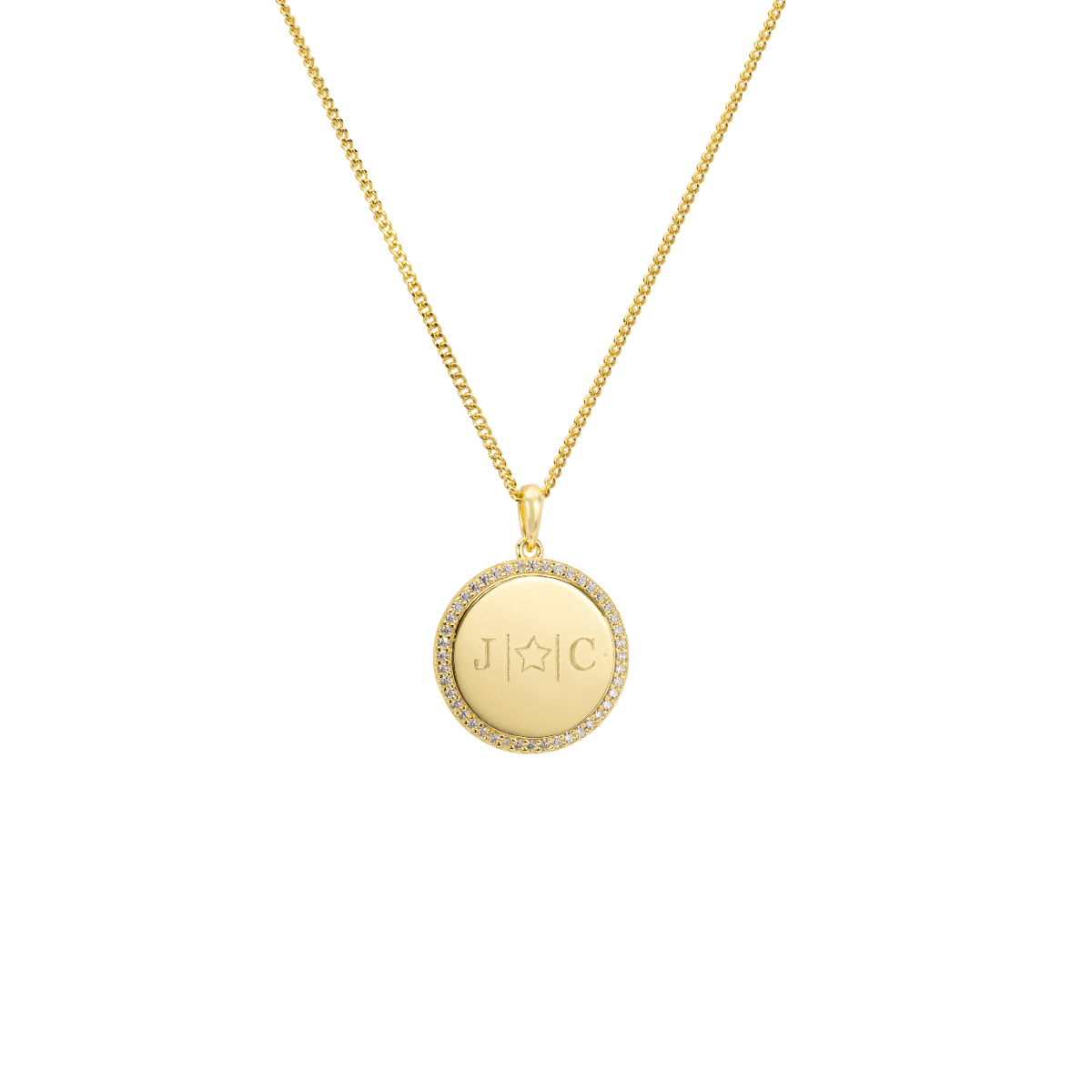 Pavé Birthstone Initial Coin Ketting