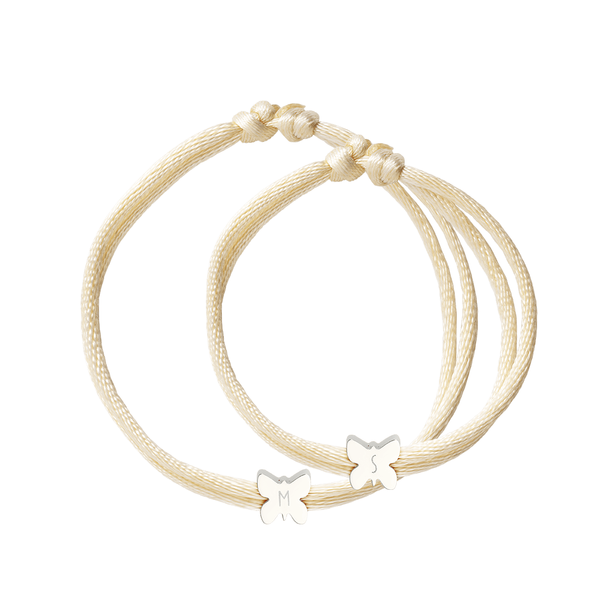 Initial Butterfly Cord Bracelet Set