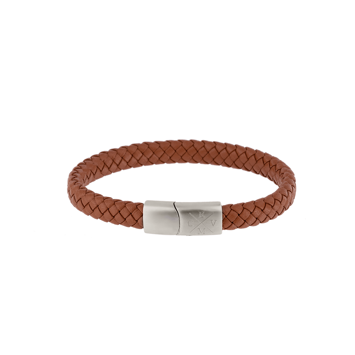 Men Leather Brown Initial Armband