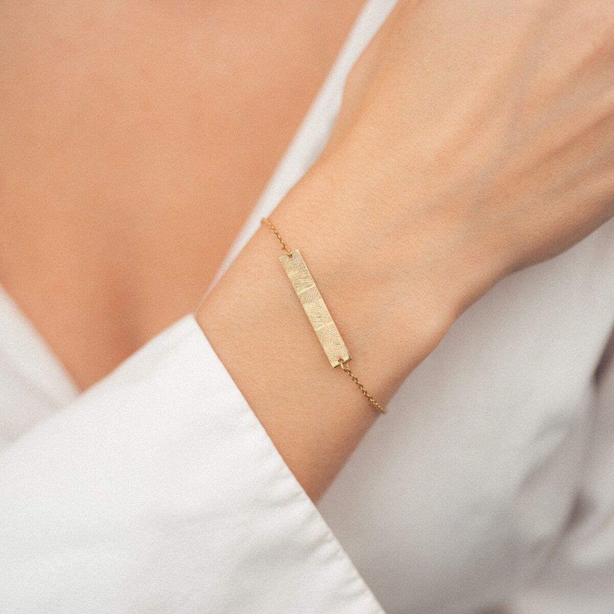 Fingerabdruck Bar Armband Gold