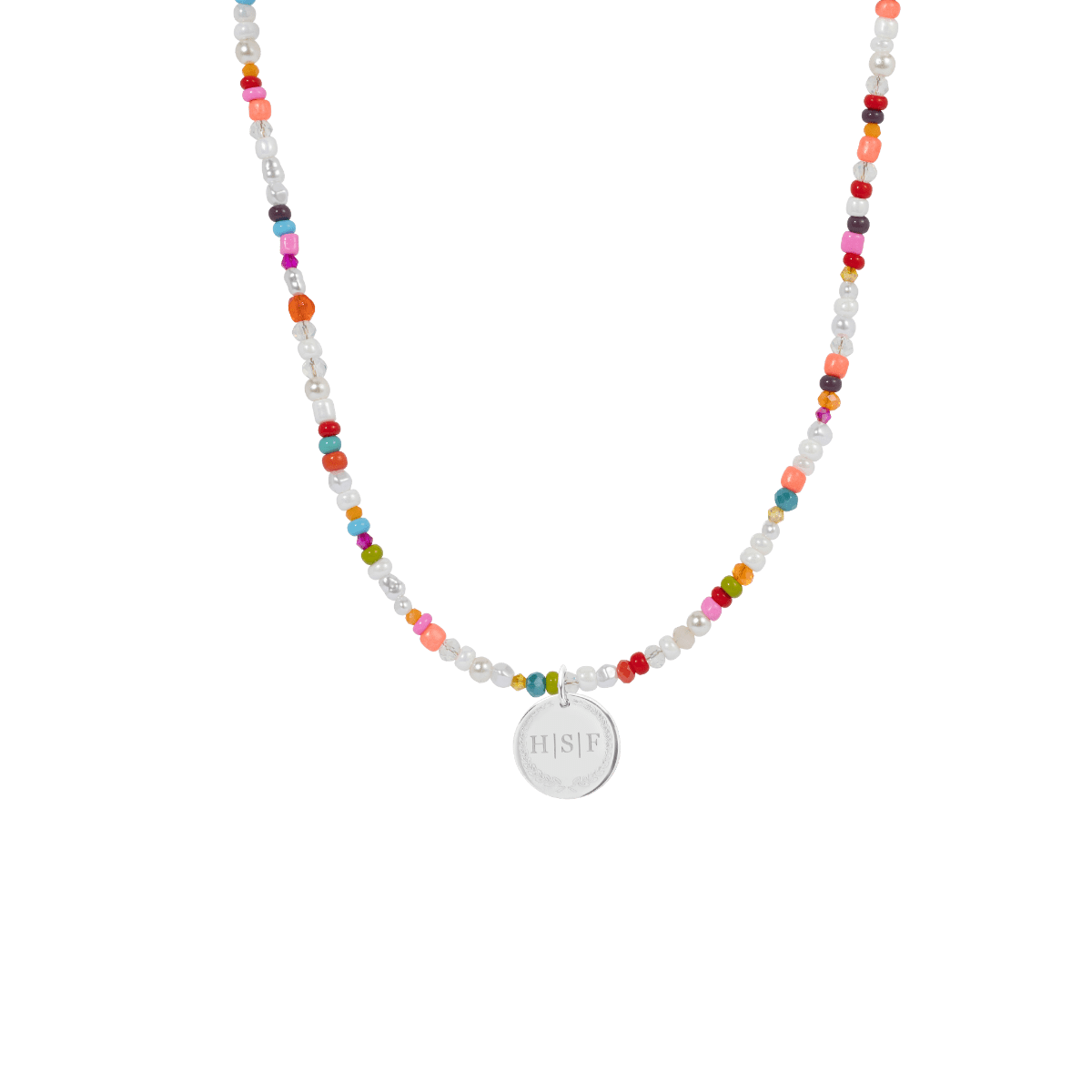 Pearl Beads Initial Coin Ketting