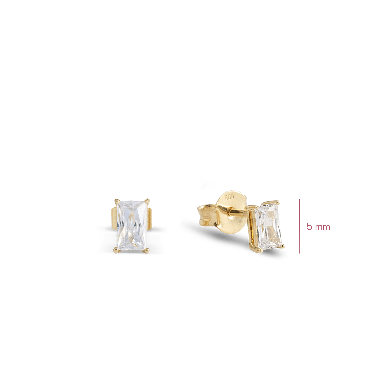 Classic Solid Gold Baguette studs