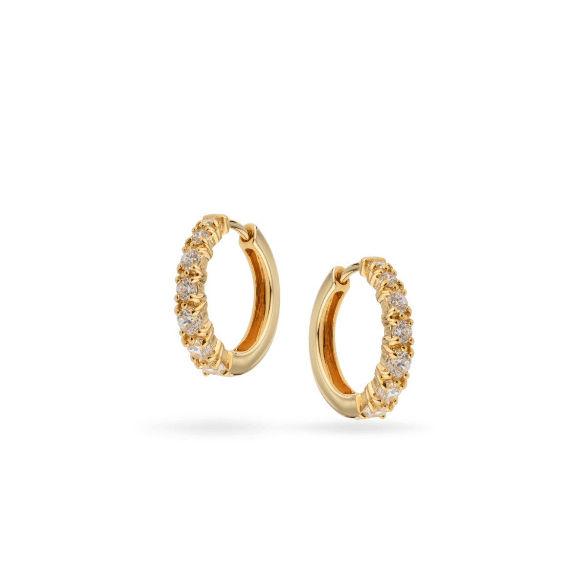 Classic Solid Gold Pave Hoops