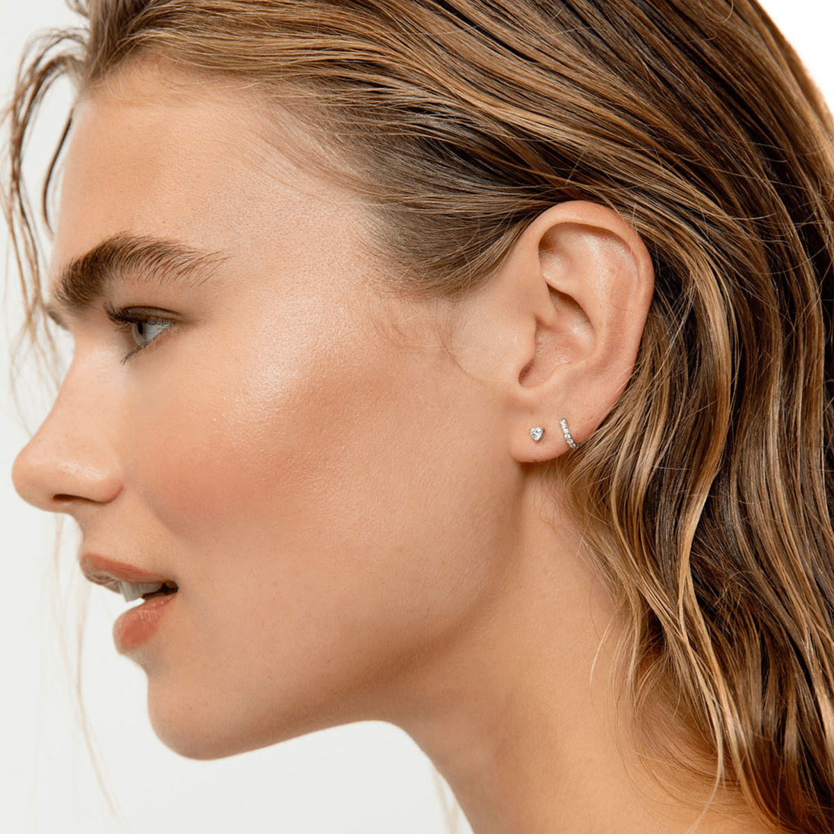 Classic Solid Gold Tiny Pavé Hoops