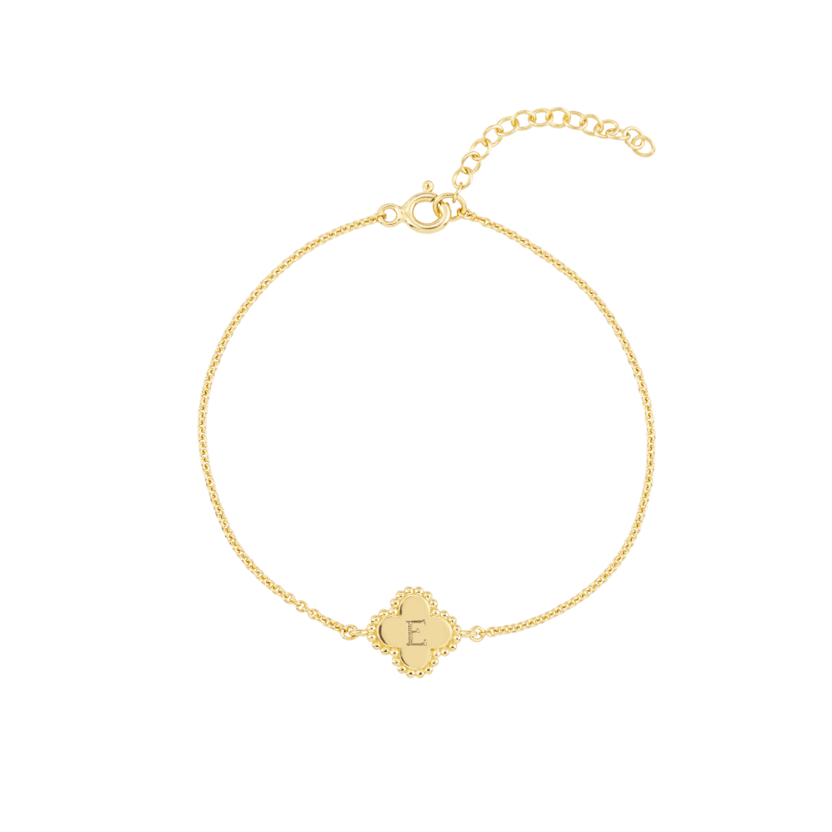 Bubble Initial Clover Bracelet