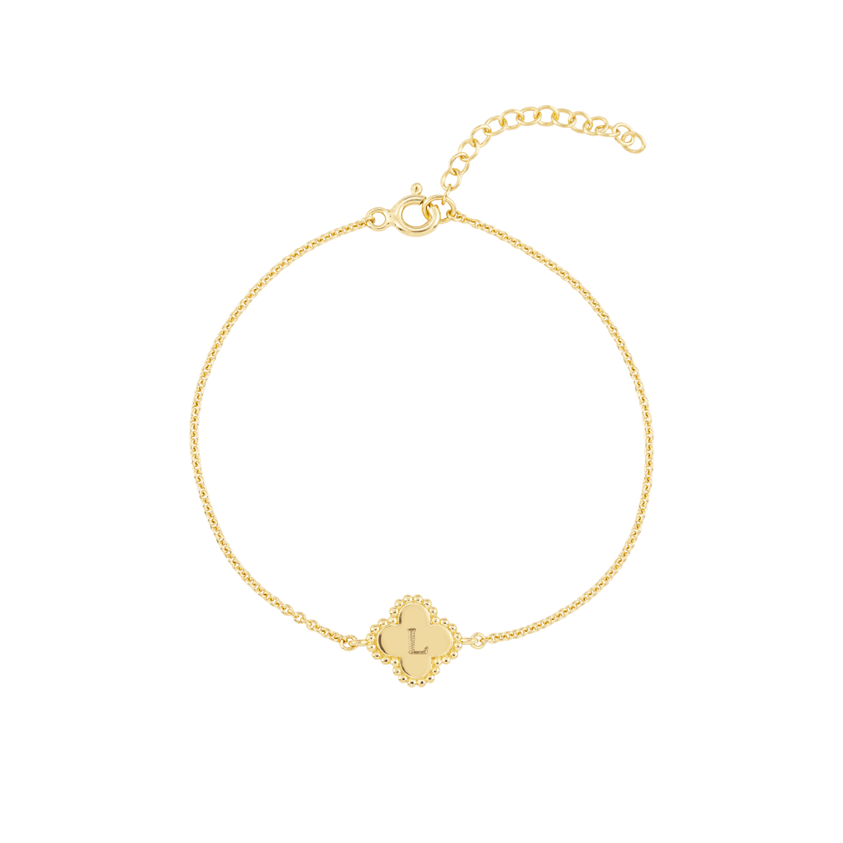 Bubble Initial Clover Bracelet