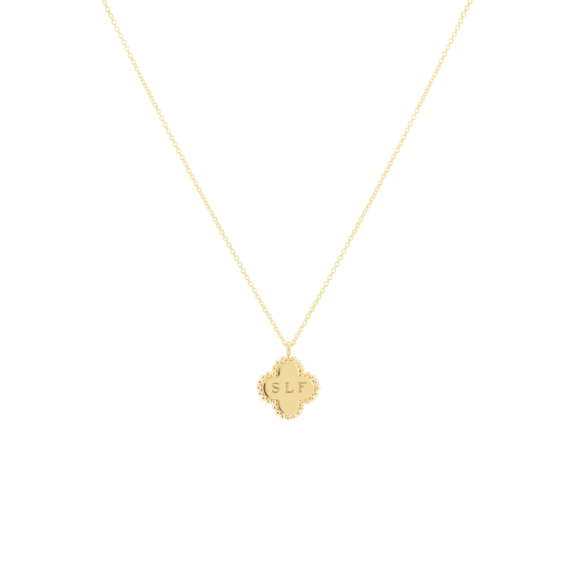 Bubble Initial Clover Necklace