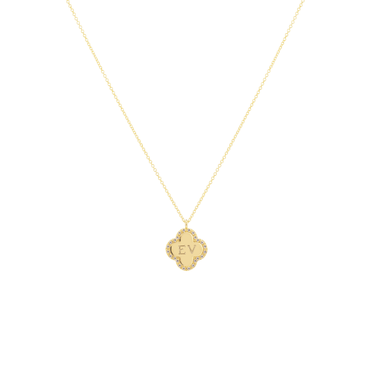 Pavé Initial Clover Kette