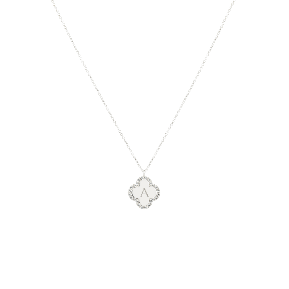 Pavé Initial Clover Necklace