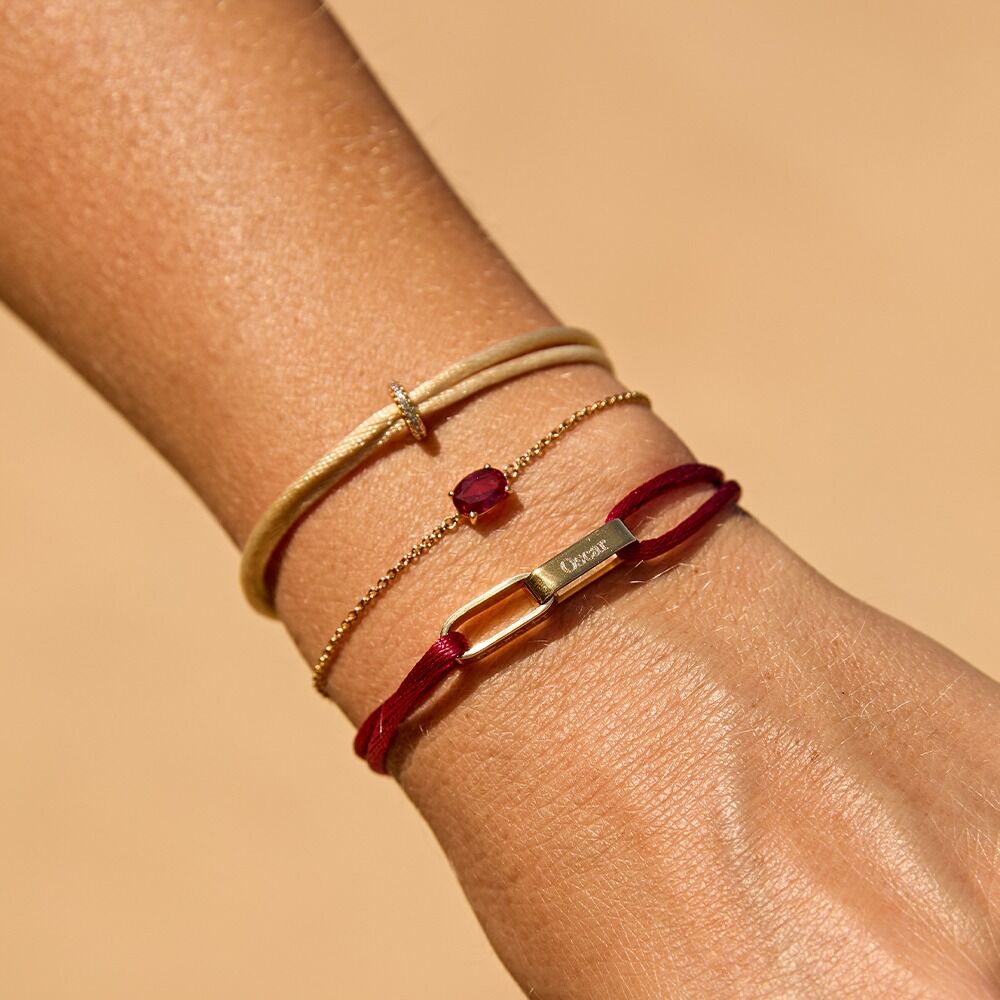 Birthstone Disc Cord Bracelet