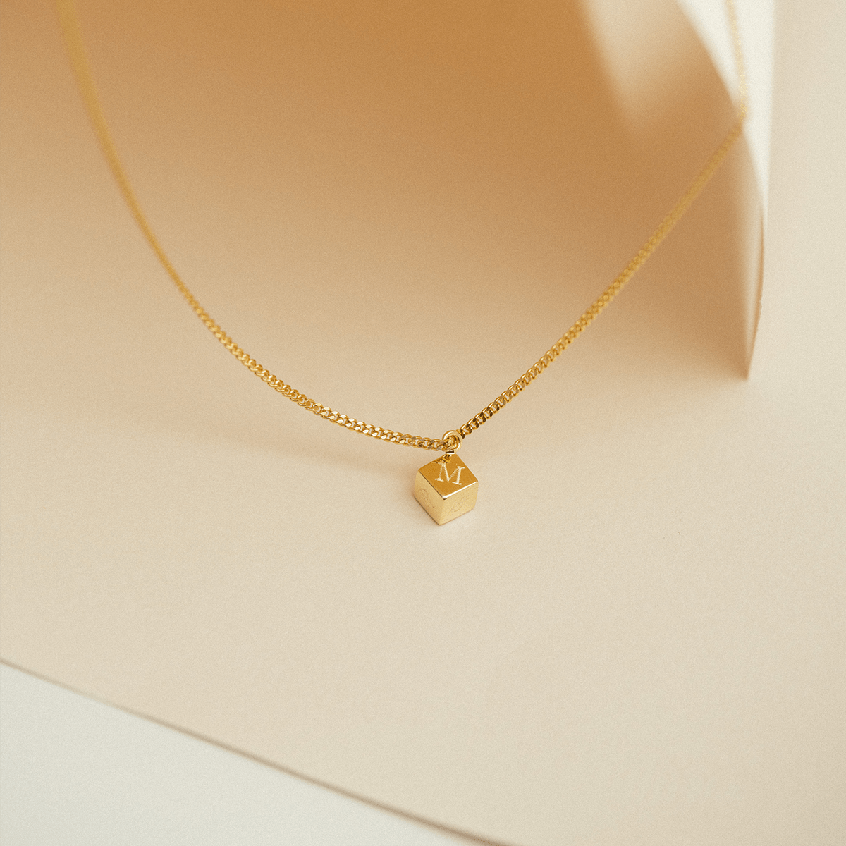 Men Cube Initial Necklace