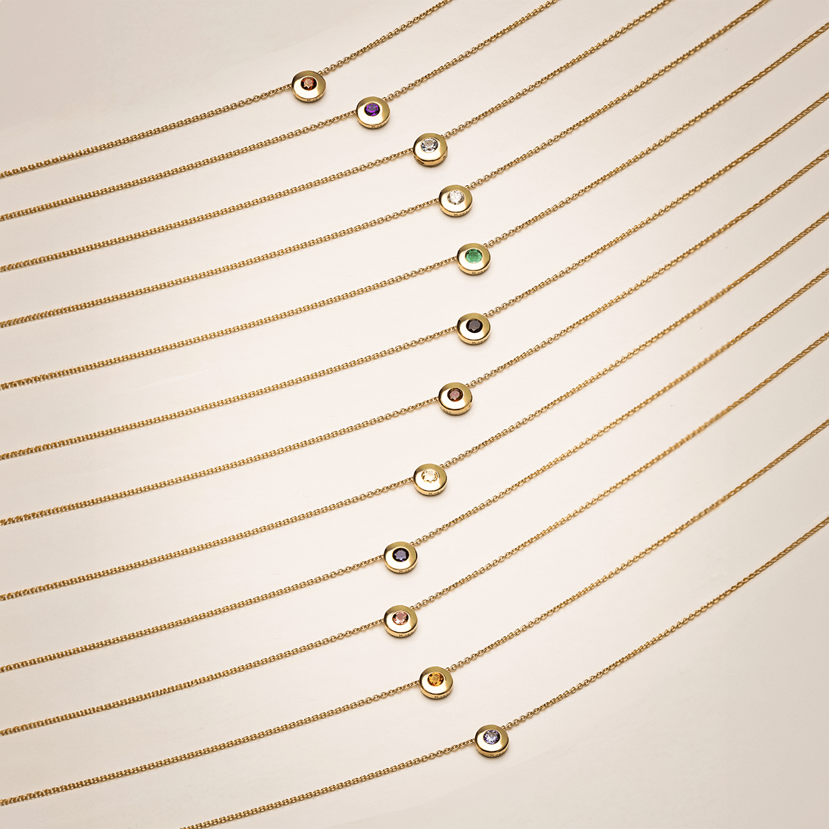 Solid Gold Birthstone Necklace