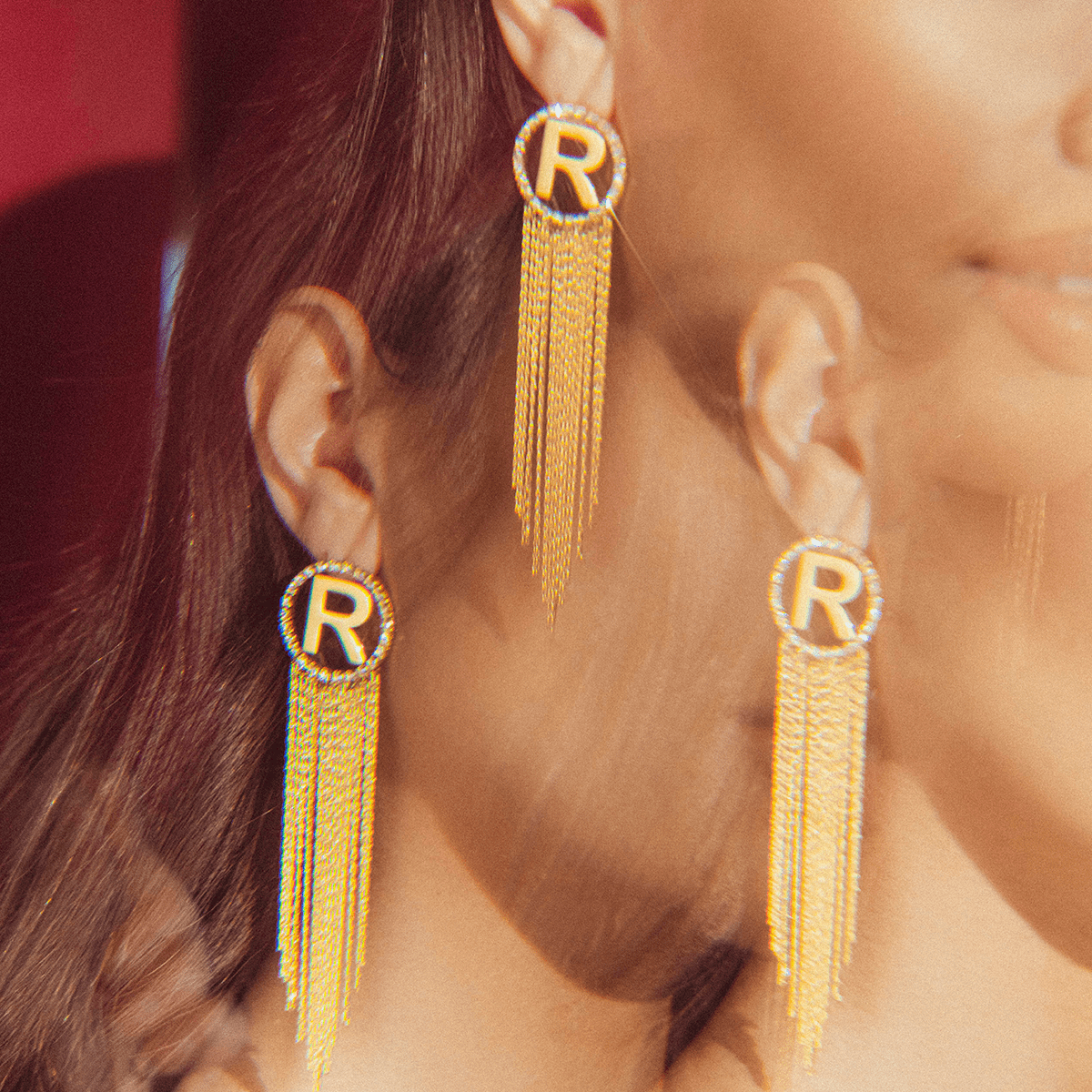 Serena Sparkle Letter Earrings