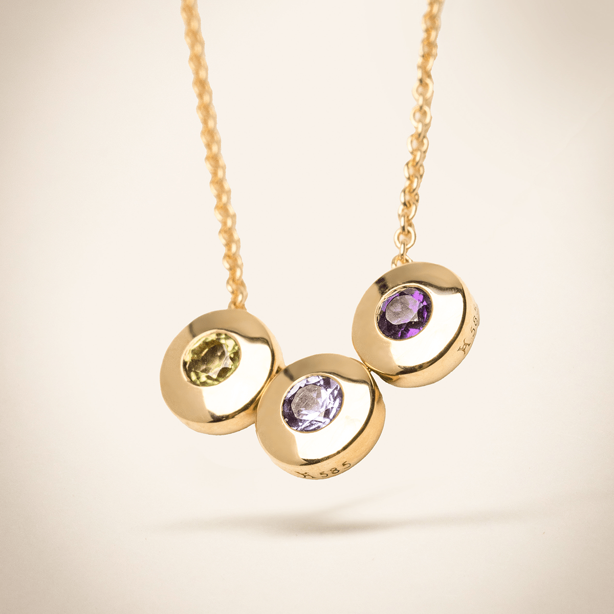 Solid Gold Birthstone Necklace