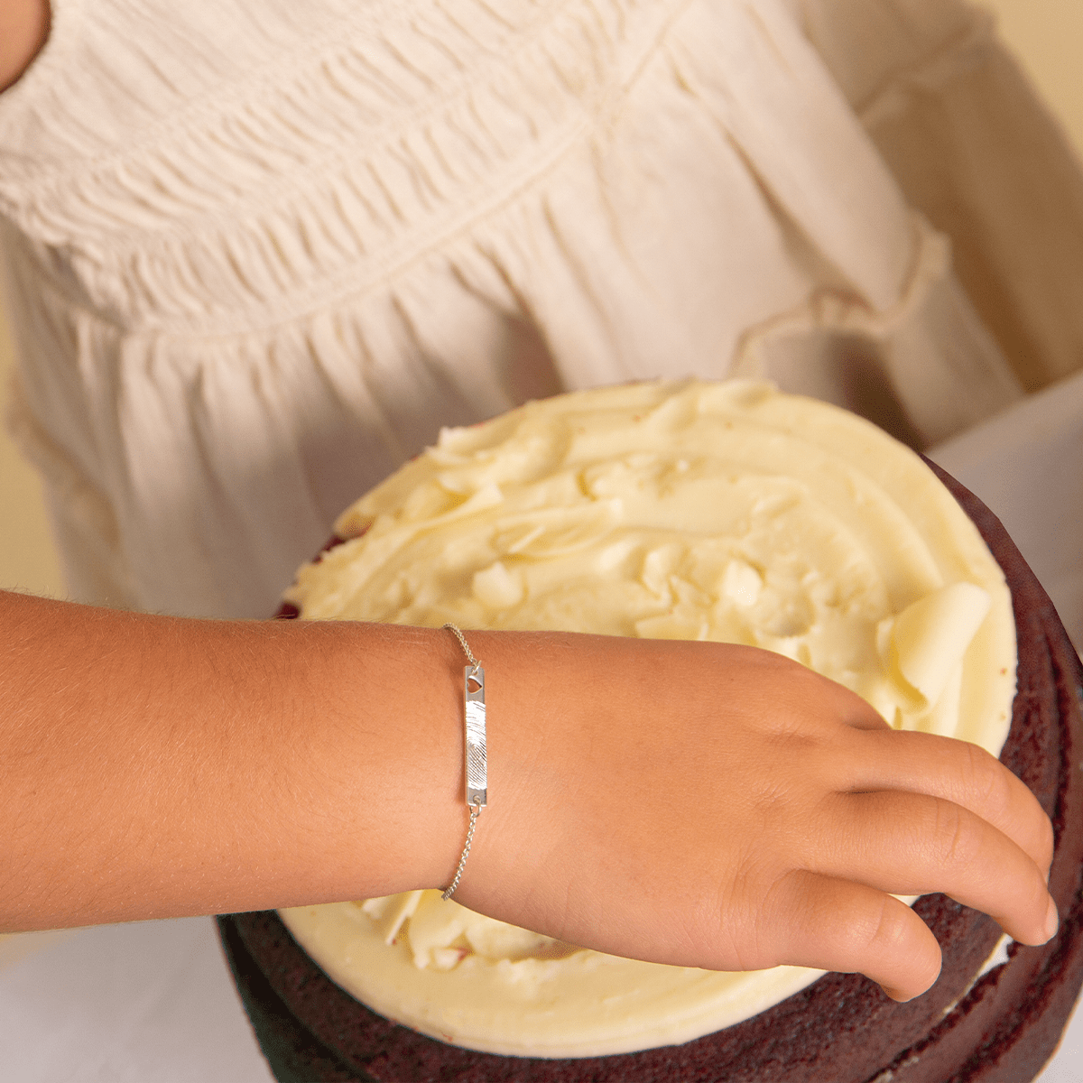 Kids Heart Fingerprint Bar Bracelet