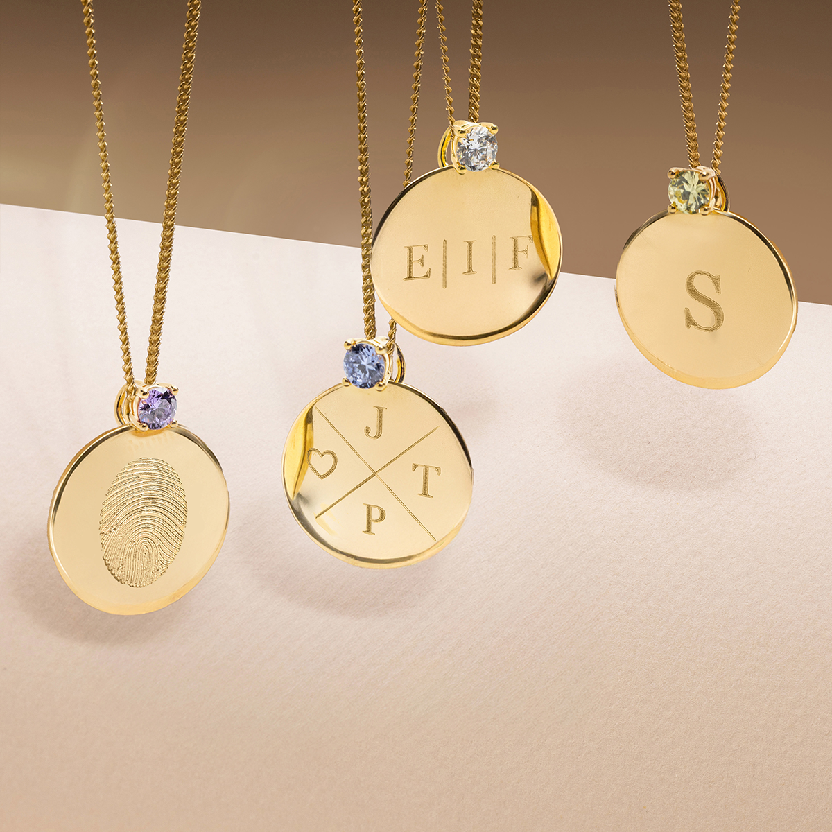 Birthstone Initial Coin Necklace