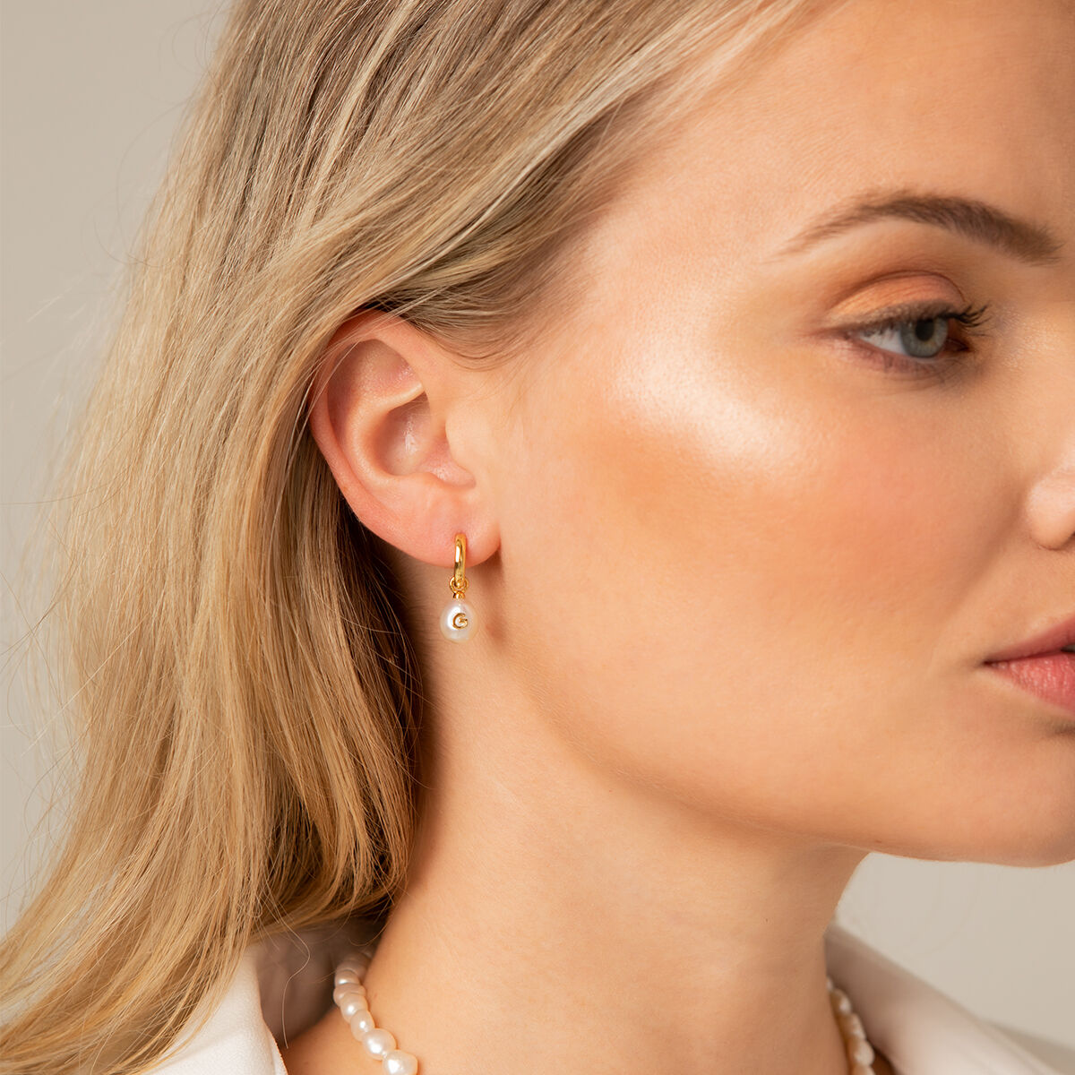 Grace Pearl Letter Earrings