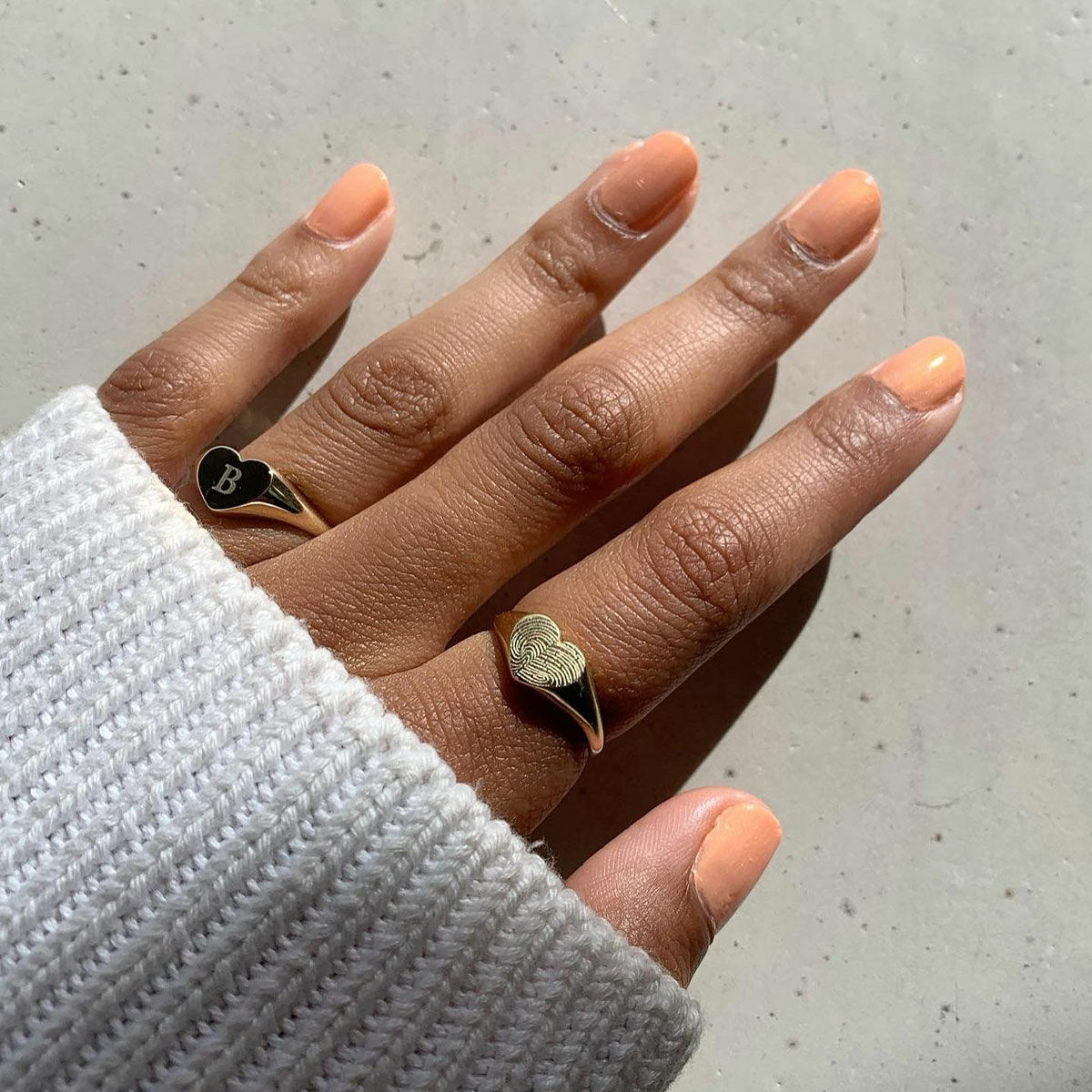 Fingerprint Heart Signet Ring