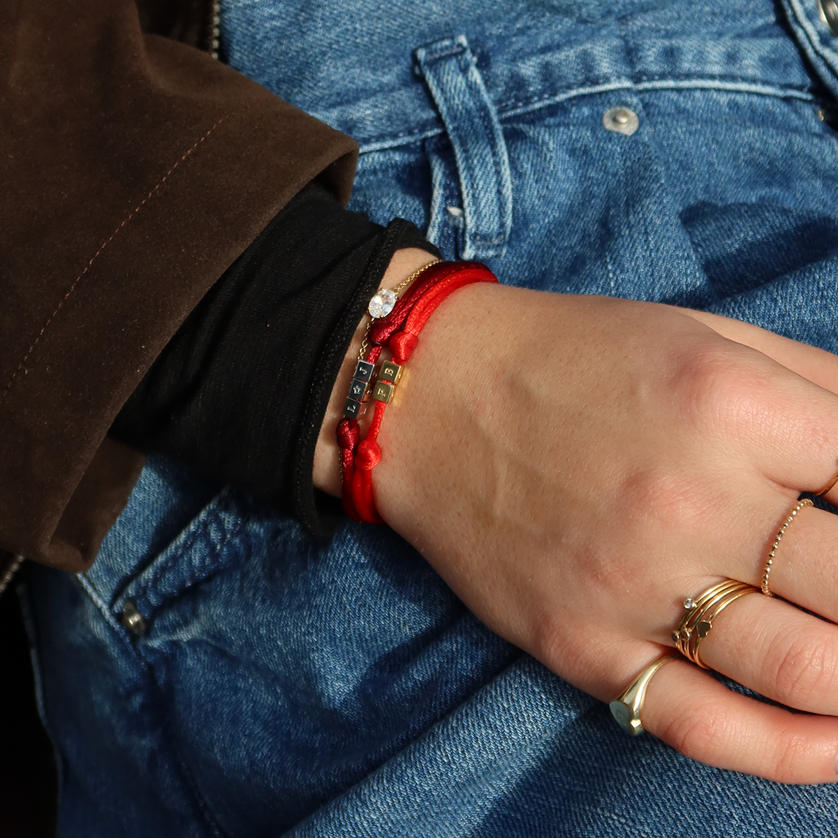 Initial Cube Satin Cord Bracelet