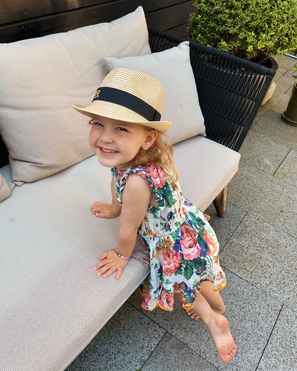 Kids Embroidery Initial Straw Hat
