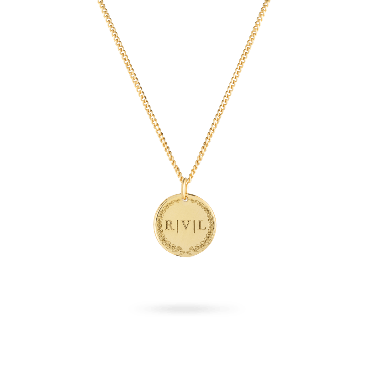 initial coin necklace gold