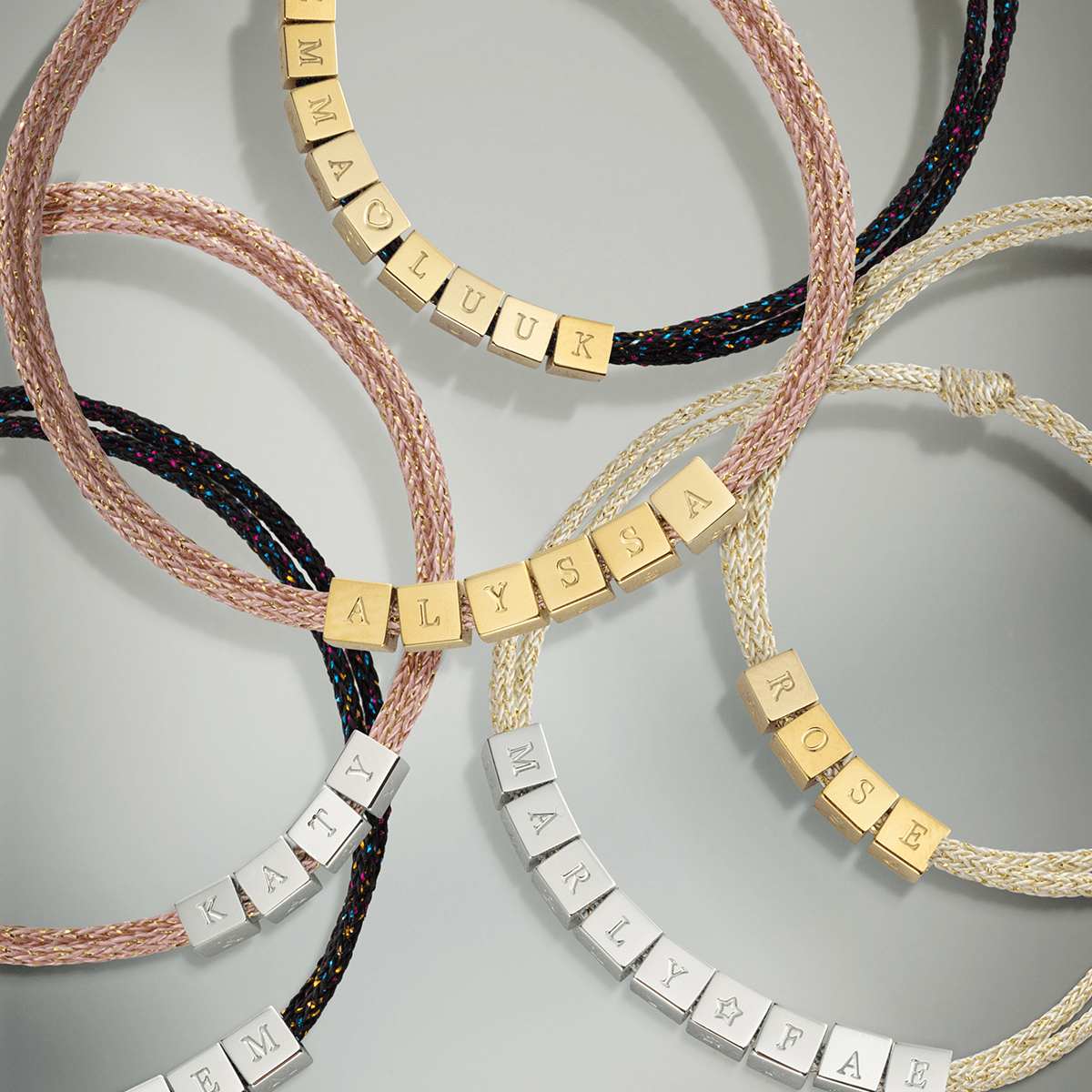 Initial Cube Cord Armband 