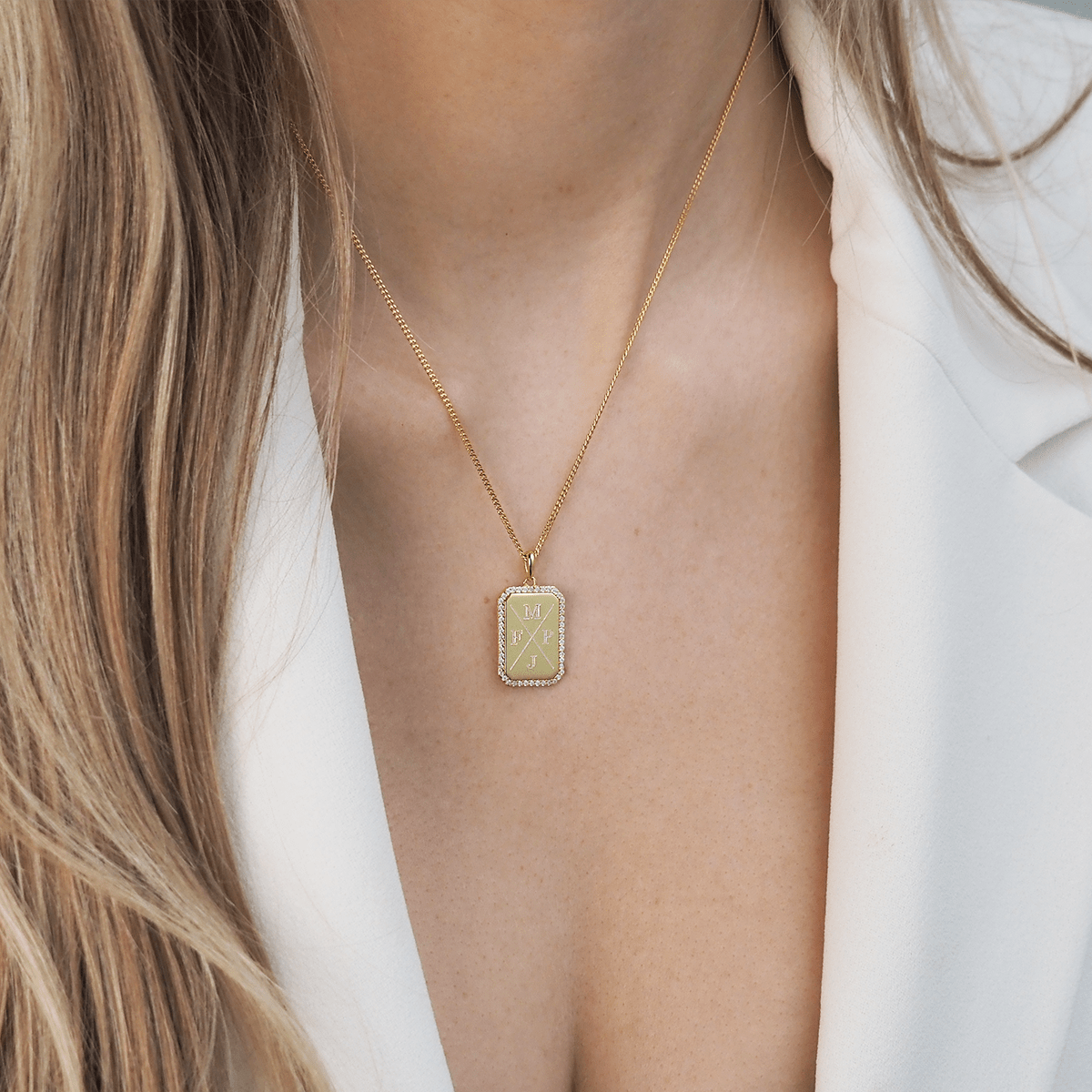 Grand Pavé Initial Tag Ketting
