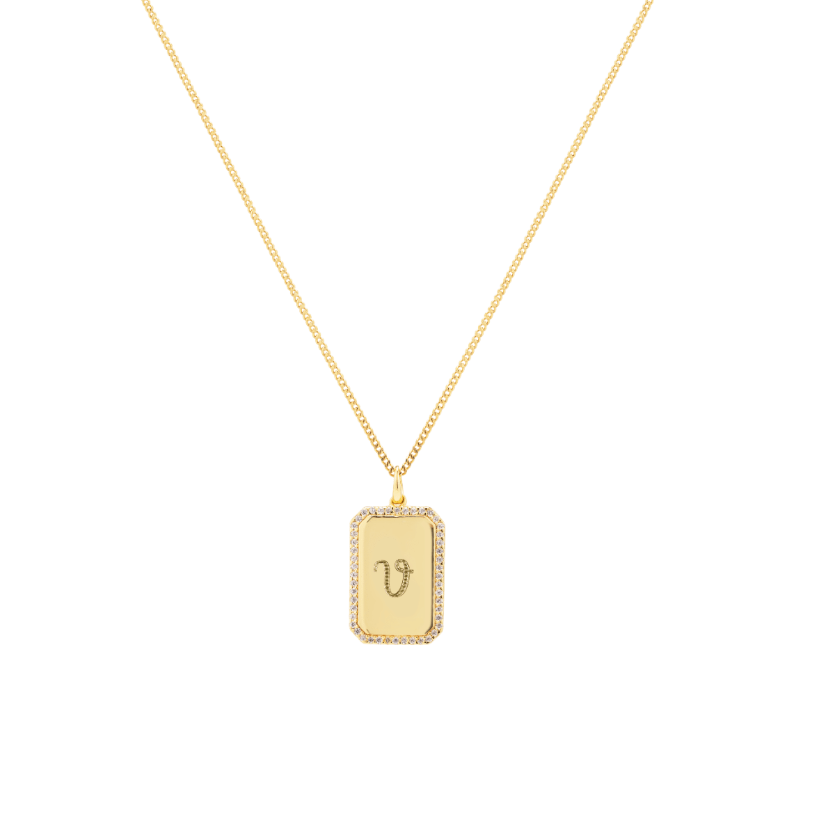 Grand Pavé Monogram Tag Necklace