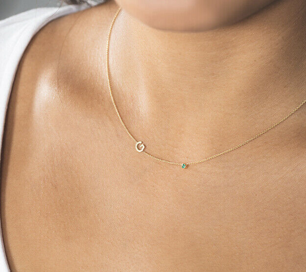 Letter + Birthstone Kette