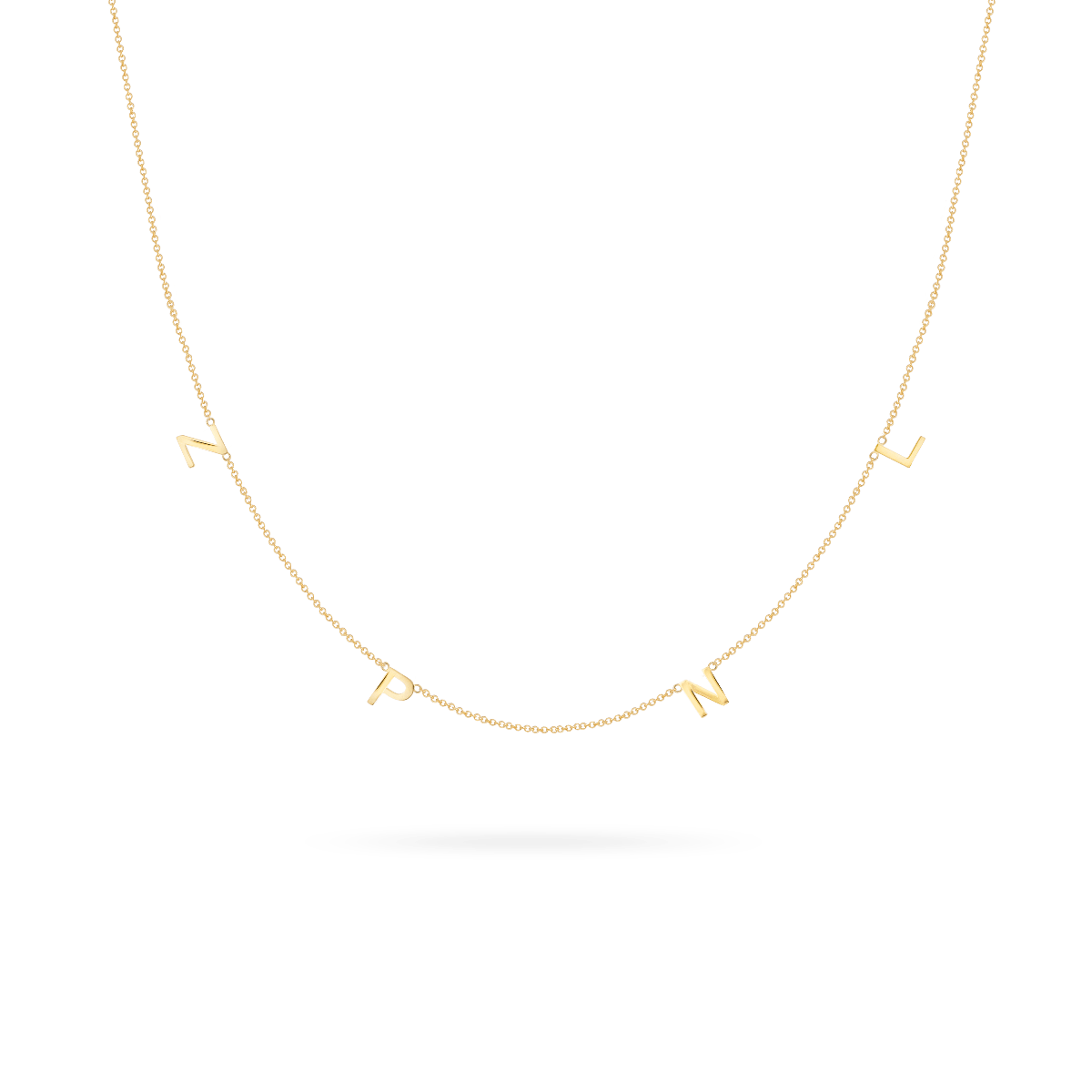 letter necklace goud