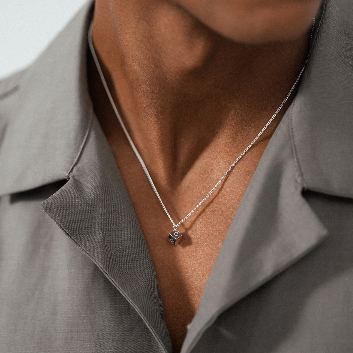 Men Cube Initial Kette