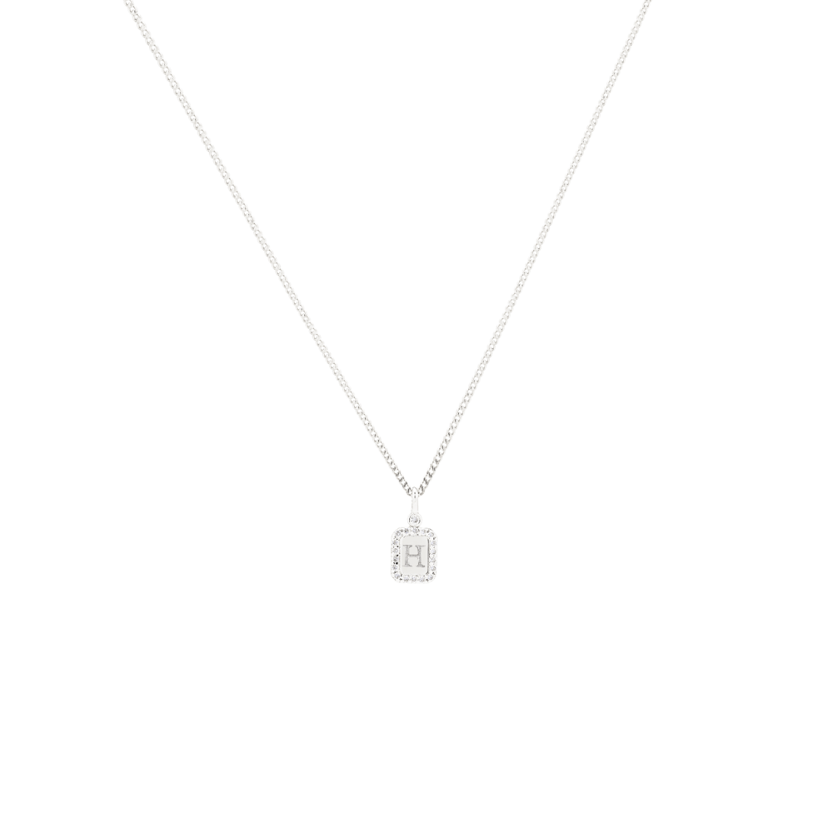 Tiny Pavé Initial Tag Ketting